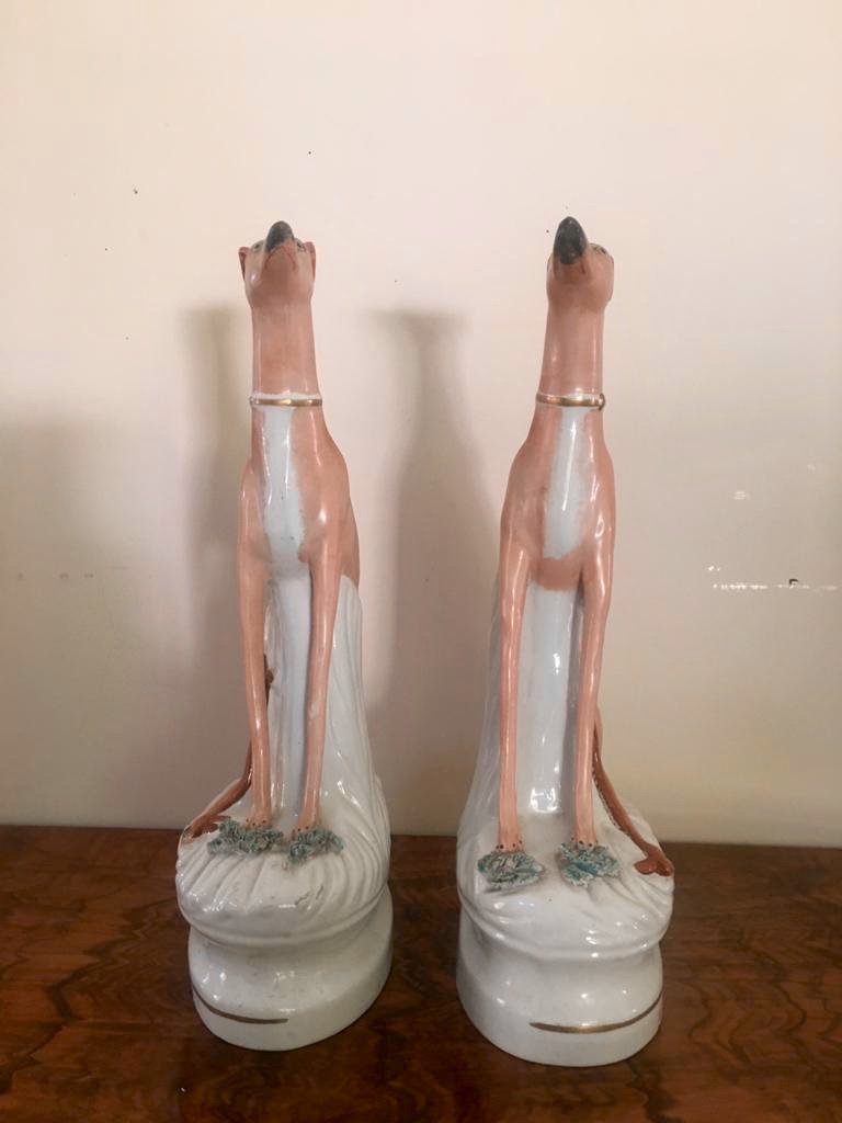 Fine Pair of Antique Staffordshire Greyhounds - Image 10